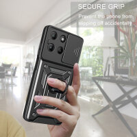 Outdoor Panzer Hülle für Motorola Moto G17 Handyhülle mit Kameraschutz Ringhalter Schwarz