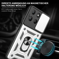 Outdoor Panzer Hülle für Motorola Moto G17 Handyhülle mit Kameraschutz Ringhalter Silber