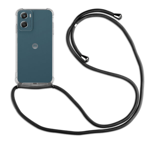 Handykette für Motorola Moto G06 / G06 Power Hülle mit Band Case Kordel in Schwarz