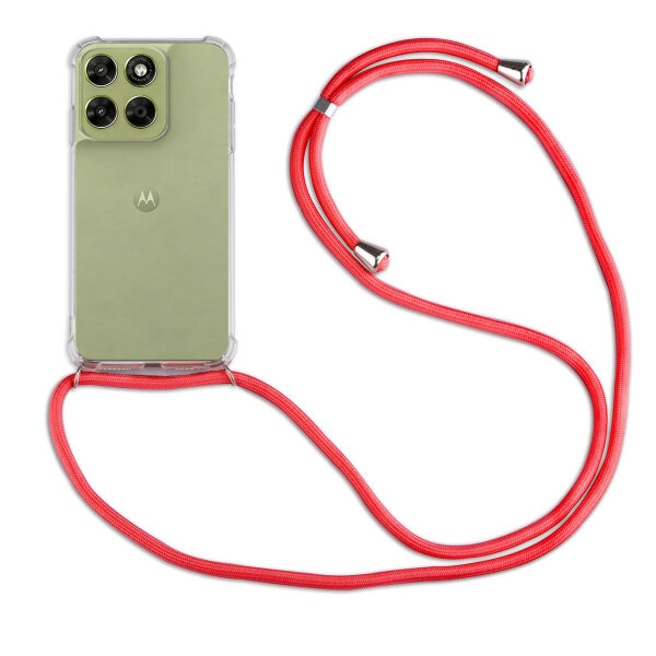 Handykette für Motorola Moto G67 / G77 Hülle mit Band Case Kordel in Rot