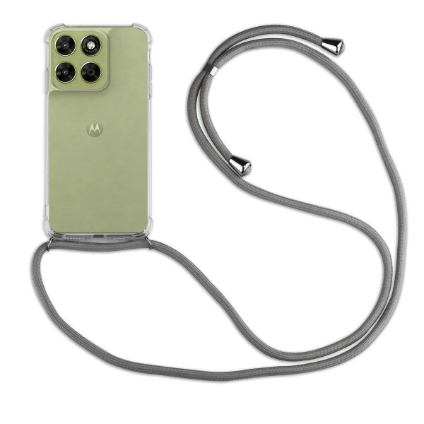 Handykette für Motorola Moto G67 / G77 Hülle mit Band Case Kordel in Grau