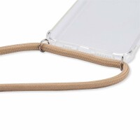 Handykette für Motorola Moto G17 Hülle mit Band Case Kordel in Beige / Braun