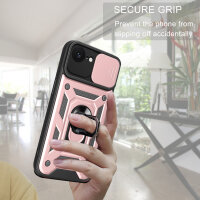Panzer Hülle für iPhone 17E Handyhülle mit Kameraschutz Ringhalter Rosegold