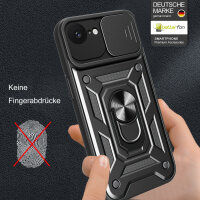 Panzer Hülle für iPhone 17E Handyhülle mit Kameraschutz Ringhalter Schwarz