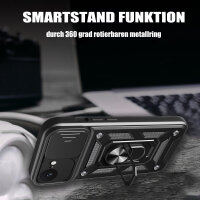 Panzer Hülle für iPhone 17E Handyhülle mit Kameraschutz Ringhalter Schwarz