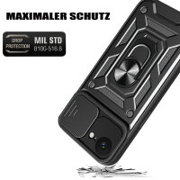 Panzer Hülle für iPhone 17E Handyhülle mit Kameraschutz Ringhalter Schwarz