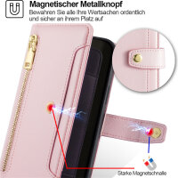 Handykette iPhone 17E Hülle mit Band Handyhülle Kartenfächer PU Leder Umhängetasche Rosa