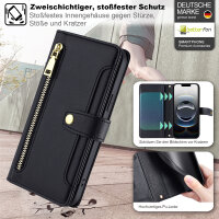 Handykette iPhone 17E Hülle mit Band Handyhülle Kartenfächer PU Leder Umhängetasche Schwarz