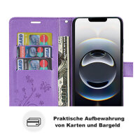 Hülle für iPhone 17E Handy Tasche Handyhülle Schutzhülle Klapphülle Blume Lila