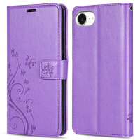 Hülle für iPhone 17E Handy Tasche Handyhülle Schutzhülle Klapphülle Blume Lila