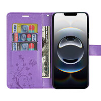 Hülle für iPhone 17E Handy Tasche Handyhülle Schutzhülle Klapphülle Blume Lila