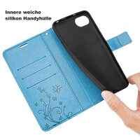 Hülle für iPhone 17E Handy Tasche Handyhülle Schutzhülle Klapphülle Blume Blau