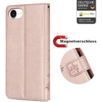 Hülle für iPhone 17E Handy Tasche Handyhülle Schutzhülle Klapphülle Blume Rosegold