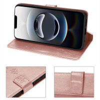 Hülle für iPhone 17E Handy Tasche Handyhülle Schutzhülle Klapphülle Blume Rosegold