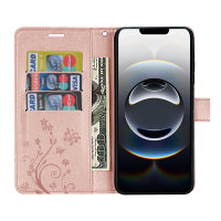 Hülle für iPhone 17E Handy Tasche Handyhülle Schutzhülle Klapphülle Blume Rosegold