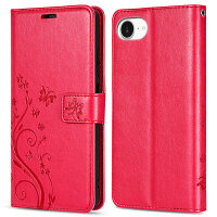 Hülle für iPhone 17E Handy Tasche Handyhülle Schutzhülle Klapphülle Blume Rot