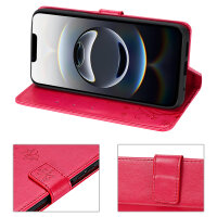 Hülle für iPhone 17E Handy Tasche Handyhülle Schutzhülle Klapphülle Blume Rot