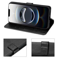 Hülle für iPhone 17E Handy Tasche Handyhülle Schutzhülle Klapphülle Blume Schwarz