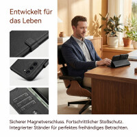 Hülle für Samsung Galaxy S26 5G  RFID Wallet Case Kartenfächern & Standfunktion in PU Leder Schwarz