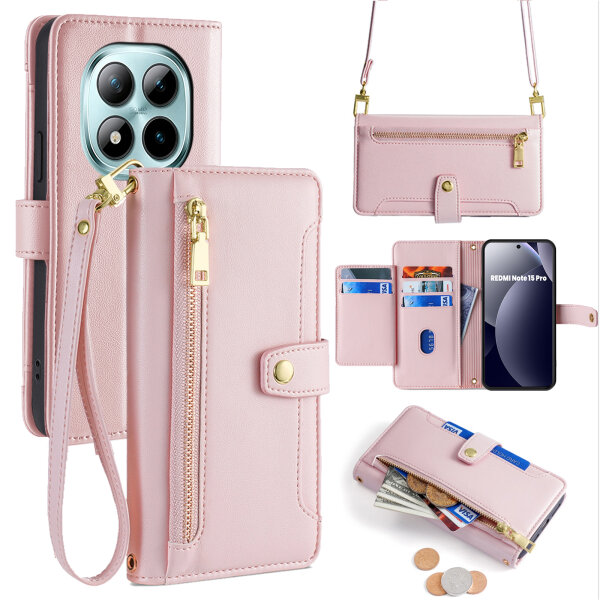 Handykette PU Leder für Xiaomi Redmi Note 15 Pro 4G Rosa