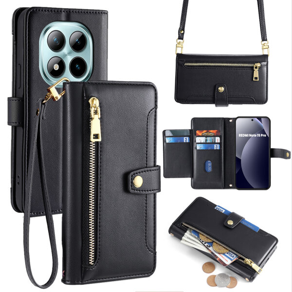 Handykette PU Leder für Xiaomi Redmi Note 15 Pro 5G Schwarz