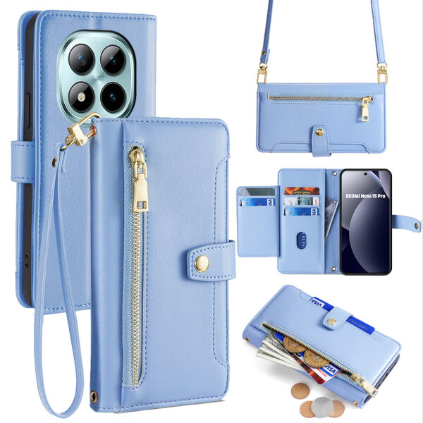 Handykette PU Leder für Xiaomi Redmi Note 15 Pro 5G Hellblau