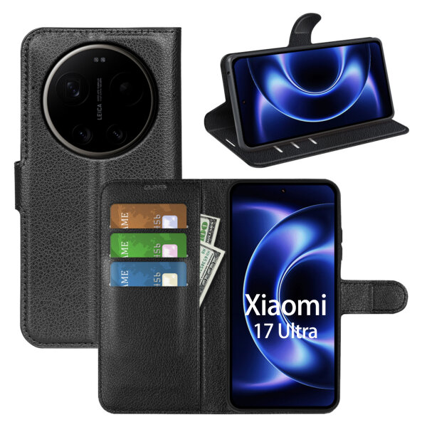 Wallet Case Klapphülle für Xiaomi 17 Ultra Schwarz