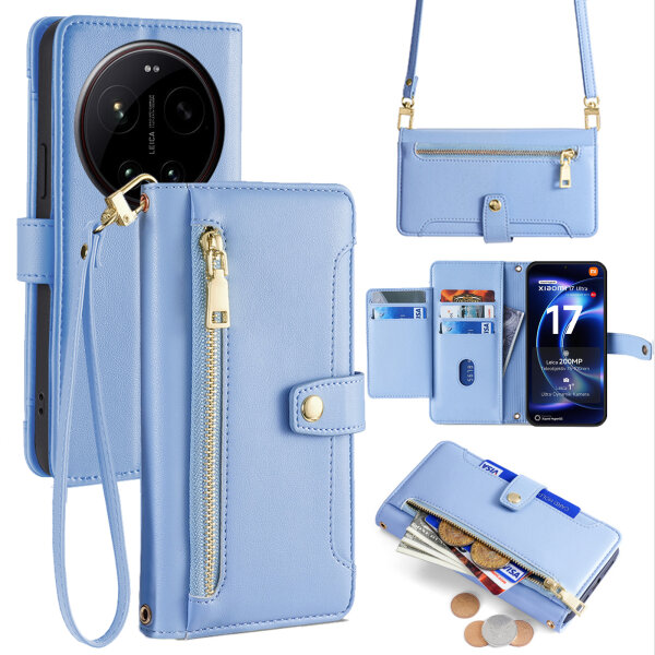 Handykette PU Leder für Xiaomi 17 Ultra Hellblau