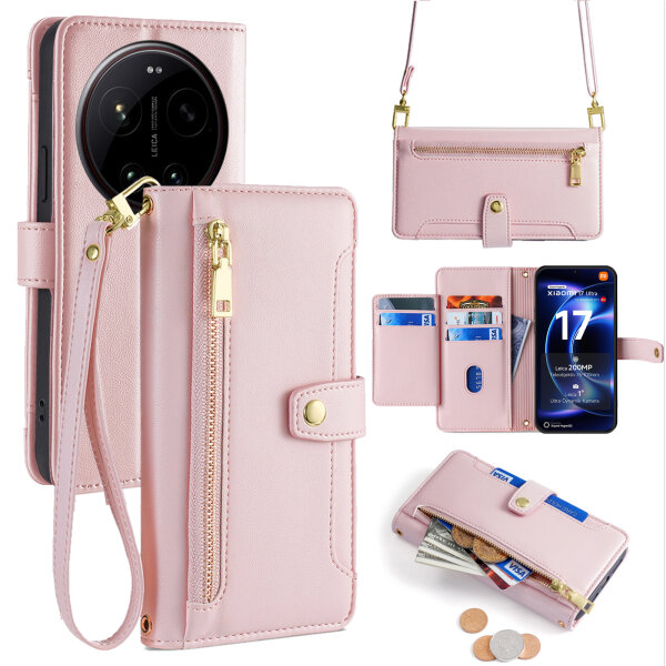Handykette PU Leder für Xiaomi 17 Ultra Rosa