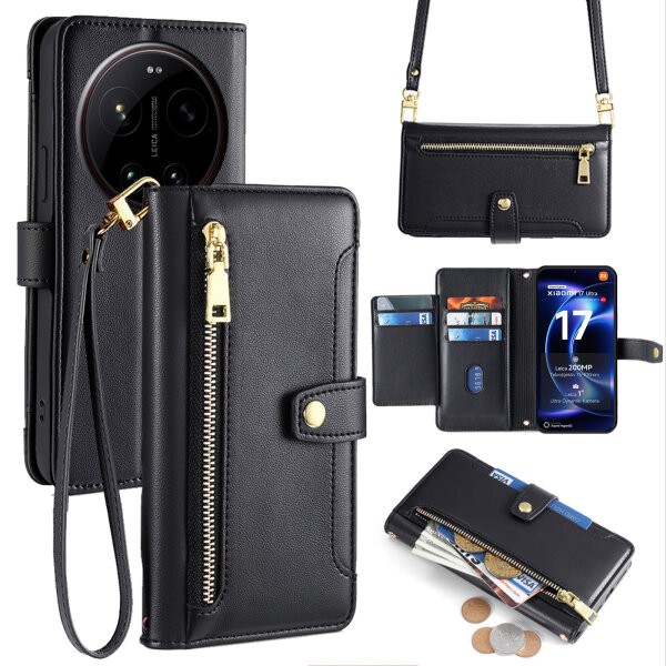 Handykette PU Leder für Xiaomi 17 Ultra Schwarz