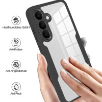 360° Hülle für Samsung A57, 360 Grad Handyhülle mit Integriertem Displayschutz Schwarz