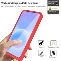 360° Hülle für Samsung A57, 360 Grad Handyhülle mit Integriertem Displayschutz Rot