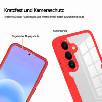 360° Hülle für Samsung A57, 360 Grad Handyhülle mit Integriertem Displayschutz Rot