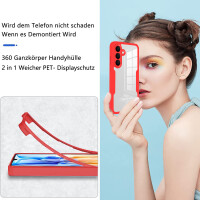 360° Hülle für Samsung A57, 360 Grad Handyhülle mit Integriertem Displayschutz Rot