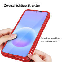 360° Hülle für Samsung A57, 360 Grad Handyhülle mit Integriertem Displayschutz Rot