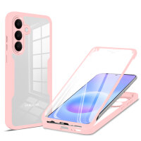360° Hülle für Samsung A57, 360 Grad Handyhülle mit Integriertem Displayschutz Rosa