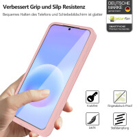 360° Hülle für Samsung A57, 360 Grad Handyhülle mit Integriertem Displayschutz Rosa