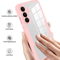 360° Hülle für Samsung A57, 360 Grad Handyhülle mit Integriertem Displayschutz Rosa