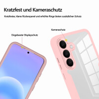 360° Hülle für Samsung A57, 360 Grad Handyhülle mit Integriertem Displayschutz Rosa
