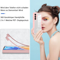 360° Hülle für Samsung A57, 360 Grad Handyhülle mit Integriertem Displayschutz Rosa