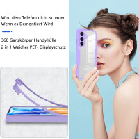 360° Hülle für Samsung A57, 360 Grad Handyhülle mit Integriertem Displayschutz Lila
