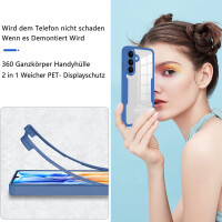 360° Hülle für Samsung A57, 360 Grad Handyhülle mit Integriertem Displayschutz Blau