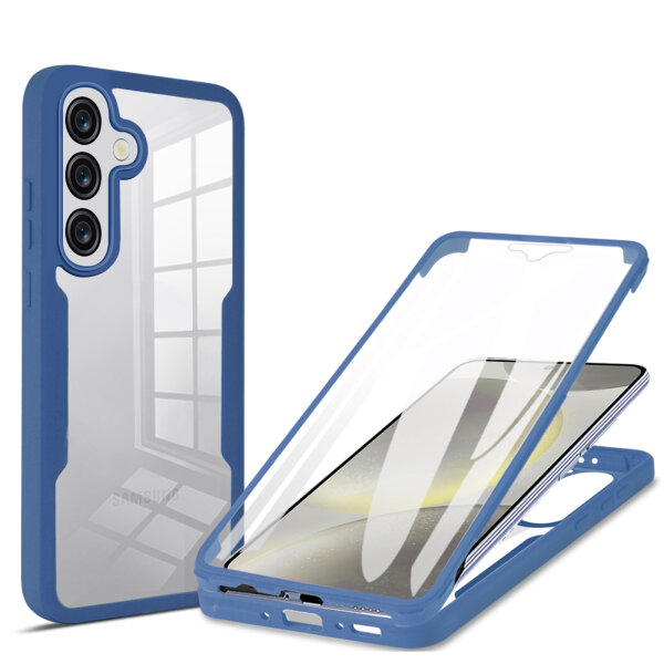 360° Hülle für Samsung A37, 360 Grad Handyhülle mit Integriertem Displayschutz Blau