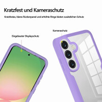 360° Hülle für Samsung A37, 360 Grad Handyhülle mit Integriertem Displayschutz Lila