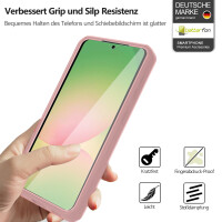 360° Hülle für Samsung A37, 360 Grad Handyhülle mit Integriertem Displayschutz Rosa