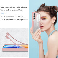 360° Hülle für Samsung A37, 360 Grad Handyhülle mit Integriertem Displayschutz Rosa