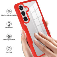 360° Hülle für Samsung A37, 360 Grad Handyhülle mit Integriertem Displayschutz Rot