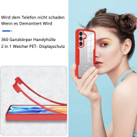 360° Hülle für Samsung A37, 360 Grad Handyhülle mit Integriertem Displayschutz Rot