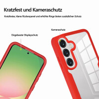 360° Hülle für Samsung A37, 360 Grad Handyhülle mit Integriertem Displayschutz Rot