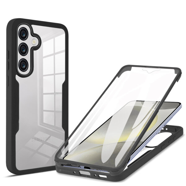 360° Hülle für Samsung A37, 360 Grad Handyhülle mit Integriertem Displayschutz Schwarz